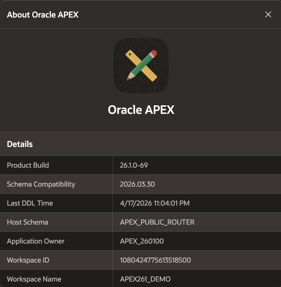 APEX 详细版本信息